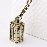 2015 New Ancient Silver/Bronze/Blue TARDIS Necklace